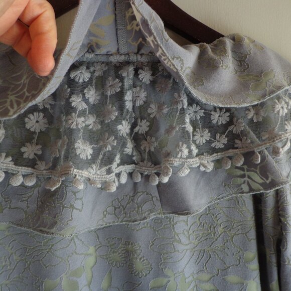 Young Essence Tiered Waterfall Burnout Cardigan S Dusty Lavender Tie Lined - Picture 7 of 16